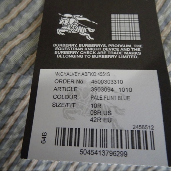 Burberry London Women’s Pin Striped Pant Suit Pale Flint Blue Sz 8 Cotton NWT - Picture 6 of 16